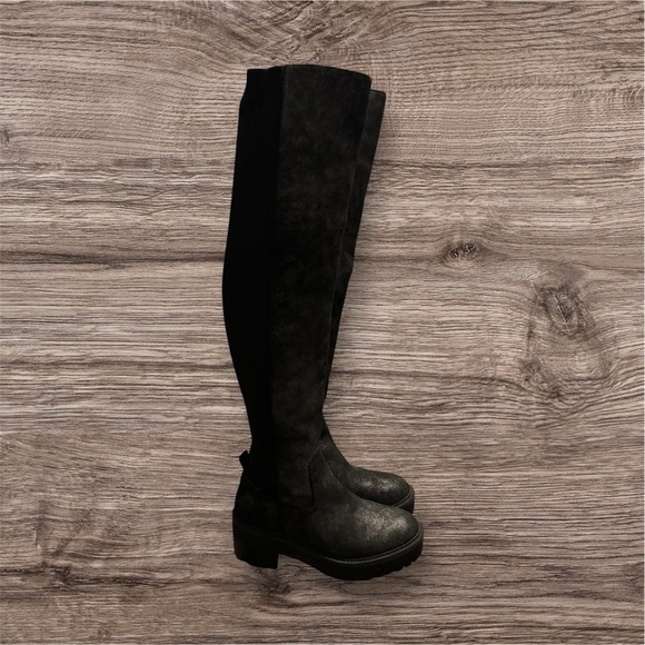 Linea Paolo Suede Over The Knee Moto Boots Size 7.5 - Picture 4 of 10